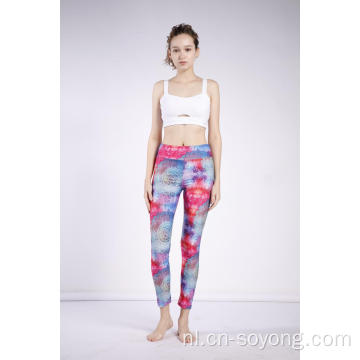 Damesmandala-legging met hoge taille en hoge elastiek